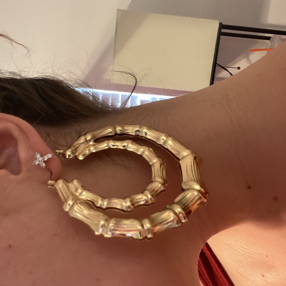 Large Gold Hoops - Picture 2 of 2